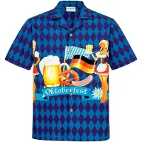 Hawaiihemdshop.de Camisa 'Hawaiihemd Oktoberfest' azul