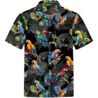 Hawaiihemdshop.de Camisa 'Hawaiihemd Hawaiian Parrots' negro