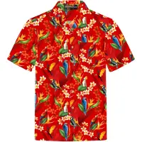 Hawaiihemdshop.de Camisa 'Hawaiihemd "Flower Parrots"' rojo claro