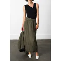 French Connection Niri Plisse Columned Midi Skir Khaki Green Talla: S | Faldas Maxi Outlet | Mujer | Marrón