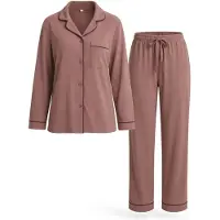 LEAFLETIC Pijama 'Women’s Nightwear Long set' marrón moteado