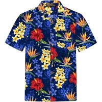 Hawaiihemdshop.de Camisa 'Hawaiihemd "Flowerful Summer (blue)"' azul oscuro