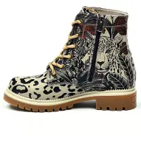 Goby Botas con cordones 'NJR129' beige / rojo oscuro / negro