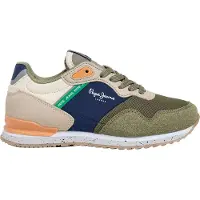 Pepe Jeans unisex para niños. PBS400013 Zapatillas London South verde (34), Plano, Cordones, Deportivo, moda infantil, outlet 202