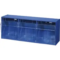 Allit Estantería plegable (Ancho x Alto x Profundidad) 600 x 240 x 200 mm, color azul, transparente. Modelo VarioPlus ProFlip 3, número de artículo 464410, 1 unidad