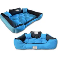 AIO Factory Cama para perro KINGDOG, 75x65 cm, personalizable, impermeable, color azul