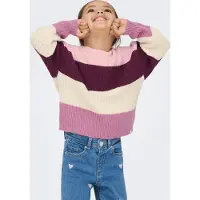 ONLY GIRLS Jersey 'KMGSandy' berenjena / malva / lavanda / blanco natural