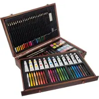 Maaleo Gran set de pintura en una caja de madera para pequeños artistas, 129 piezas