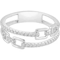Diamant Exquis Anillo 'Ring aus 375 Weißgold mit Diamant' plata