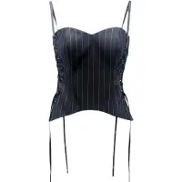 IUnique Top 'Ribbon Accents' negro
