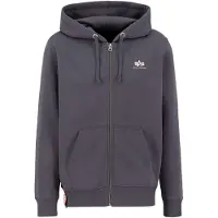 Alpha industries Sudadera 'Basic Zip' gris oscuro / blanco