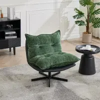 MODFU Silla giratoria con respaldo de 3 niveles, silla de escritorio con función de giro de 360°, sillón reclinable con patas de metal , tapizado en chenilla, color verde