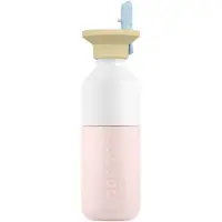 Dopper - Steel x Flip Straw - Botella size 350 ml, fucsia/blanco