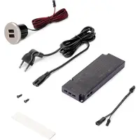 Emuca Conector redondo empotrado con 2 puertos USB, de 37 mm, fabricado en plástico gris metalizado, marca