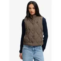 Superdry para mujer. W5012197A Chaleco Onion Quilt Crinkle Snap caqui (M), Casual, Verde, Nylon reciclado, outlet 2026.