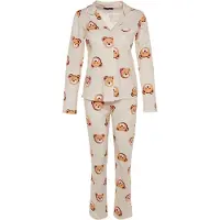 Trendyol Pijama beige claro / marrón / marrón claro / blanco