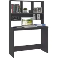 vidaXL Escritorio con estanterías, color gris, 110x45x157 cm, fabricado en material de madera