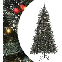 vidaXL Árbol de Navidad artificial, color verde, 210 cm, fabricado con PVC, plástico y acero