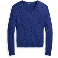 Ralph Lauren para mujer. 211971870510 Jersey de algodón en punto de ochos azul (XXS), Casual, Manga larga, outlet 202