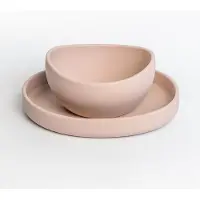 Unyqoos Juego de cuencos de silicona – juego de cuencos antideslizantes (2 cuencos + un cuenco grande), apto para lavavajillas, seguro para gatos y perros, color rosa pastel