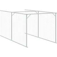 vidaXL Caseta para perros con zona de acceso, gris claro, 110x813x110 cm, acero galvanizado