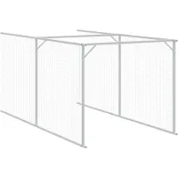 vidaXL Caseta para perros con zona de acceso, gris claro, 110 x 1221 x 110 cm, acero galvanizado