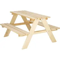 Springos Mesa de jardín 2 en 1, mesa de picnic infantil, 90 x 79 x 50 cm, madera maciza, banco para grupos, mesa de picnic para jardín