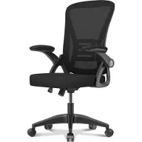 Markenlos Silla de oficina - Silla ergonómica - Sillón con reposabrazos abatibles a 90° - Reposacostillas - Altura regulable - Negro