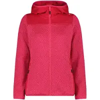 CMP - Women's Jacquard Knit Jacket Fix Hood - Forro polar size 36, rojo/fucsia