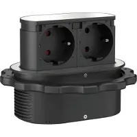 QUELLMALZ Piccolino 311201: Enchufe doble empotrable, color acero inoxidable, con cable de 2 metros