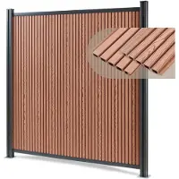 Neu.holz Valla para jardín "Grassano", pantalla protectora con 2 postes, módulo inicial de 185 x 180 cm, resistente a la intemperie, material compuesto de madera y plástico (WPC), color marrón