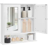 Vasagle : Armario con espejo, estante y 2 puertas, ideal para el baño