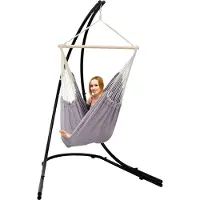 AMANKA Estructura para hamaca HMG-153 con hamaca HMG-40, color lila gris