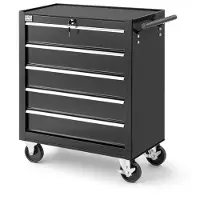 HBM Carro de herramientas 5 cajones, 62 cm, negro