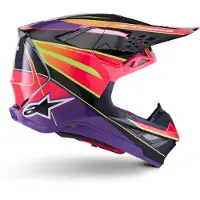 Alpinestars Casco Supertech M10 Era ECE 22.06 Pink Violet Yellow Fluo Glossy, Talla: XS