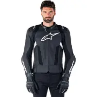 Alpinestars Chaqueta De Cuero Missile V3 Airflow Black White, Talla: 56
