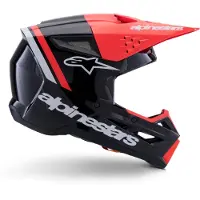 Alpinestars Casco S-M3 Radium ECE 22.06 Black Red Fluo White Glossy, Talla: XL