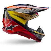 Alpinestars Casco Supertech M10 Era ECE 22.06 Gold Yellow Rio Red Glossy, Talla: XL