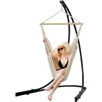 AMANKA Estructura para hamaca HMG-153 con hamaca HMG-40, color beige