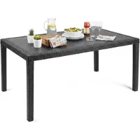 Dmora Mesa Exterior Arca, 138x78x72h cm Negro Antracita, 8 Plazas, Hecha en Italia