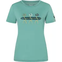 Super.natural - Women's Surfing Flowers Tee - Camiseta de merino size M, verde/ various