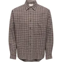 Only & Sons Camisa 'ONSGUDMUND' marrón / offwhite
