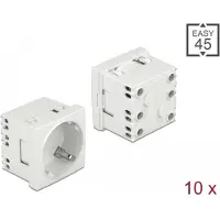 DeLOCK Enchufe de red Easy de 45°, con ángulo de 45°, ampliable, 45 x 45 mm, 10 unidades, CEE 7/3, blanco, ABS (acrilonitrilo butadieno estireno), plástico, 250 V, 16 A, 45 mm