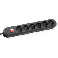 Bachmann - Regleta de enchufes inteligente, 6 enchufes con toma de tierra, con interruptor, color negro, 3 metros