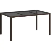 vidaXL Mesa de jardín , color marrón, 150 x 90 x 75 cm, fabricada en polirratán