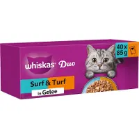 Whiskas 1+ Comida Húmeda - Duo Surf & Turf en Gelatina - 24 x 85 g