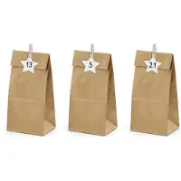 Party Deco Calendarios de adviento: bolsas para rellenar, 8x6,5x21 cm, set de papel