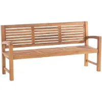 CLP Banco de teca "Halden I" para jardín, banco de madera con reposabrazos, color teca, tamaño: 180 cm