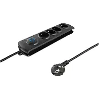 Qoltec 50104: Protector de sobretensión, 4 salidas AC, 230 V, 1.5 metros, color negro