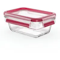 Tefal MasterSeal N10405, Recipiente, Rectangular, 0,45 l, Transparente, Rojo, Vidrio, 420 °C